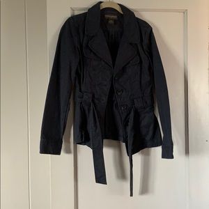 Blue cotton jacket with waist tie
